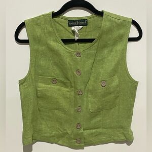 VTG Harve Benard Moss Green Linen Vest
